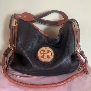 Tory Burch Black and Brown Hobo Bag